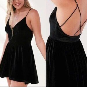 Velvet Cross Back Romper Dress